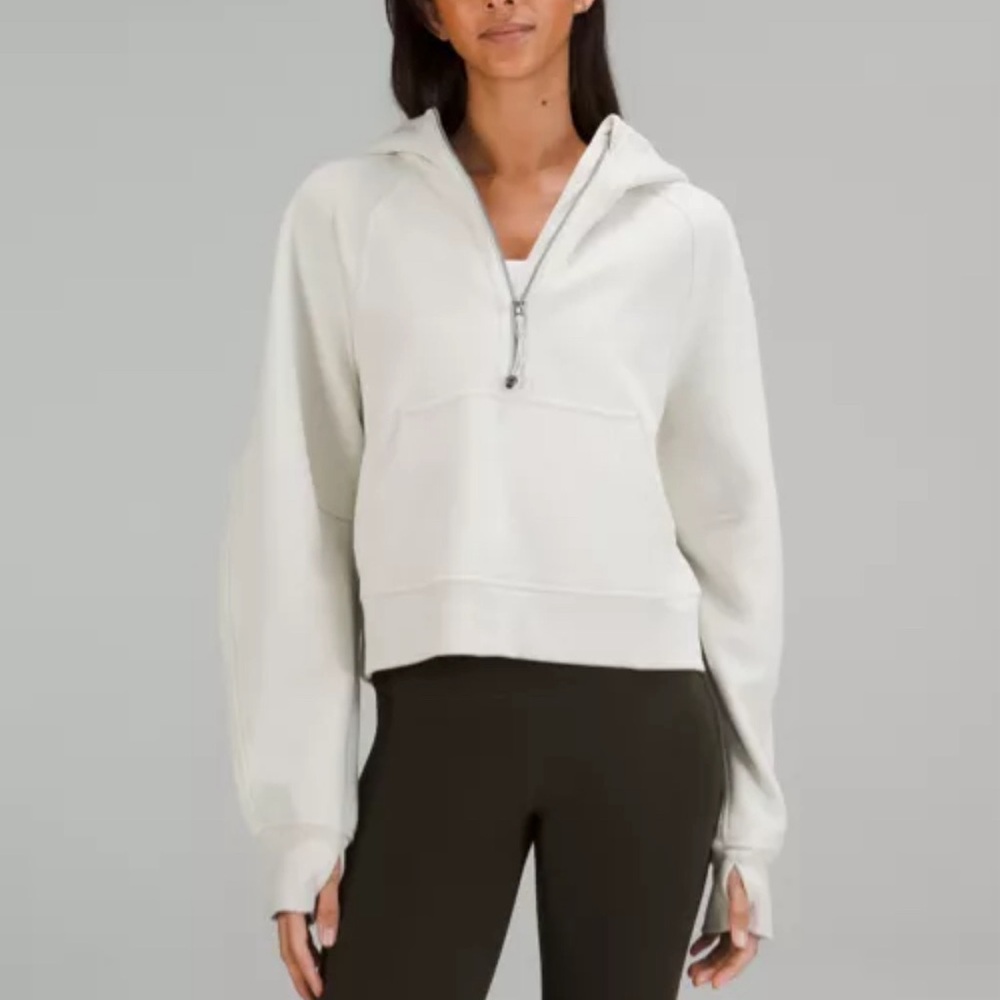 LULULEMON Oversized Half Zip Hoodie in Cream color